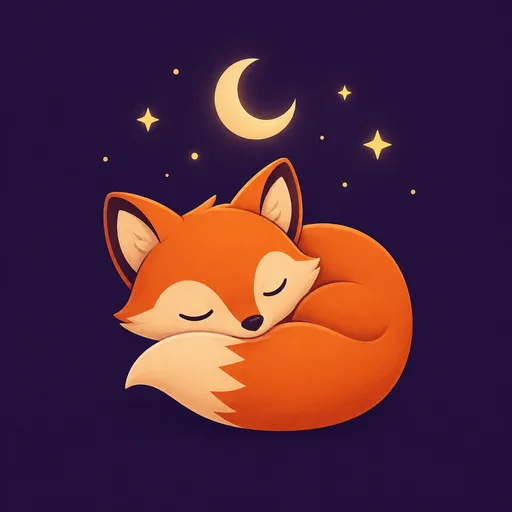 Märchenfuchs — ein schlafender Fuchs unter Mond und Sternen
